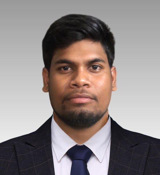 Young professional portrait with professional attire and confident expression, blurred city background